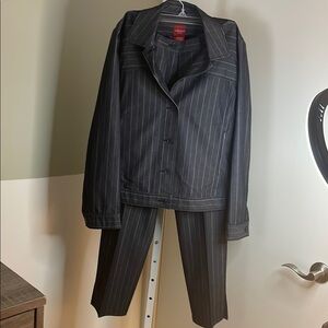Dark Gray Pinstripe Suit Jacket and Pant